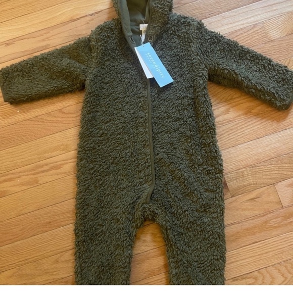 🧸 NEW Baby Sherpa Fleece Hooded Bunting Suit – Olive Green | 18M ❄️ - Picture 4 of 7